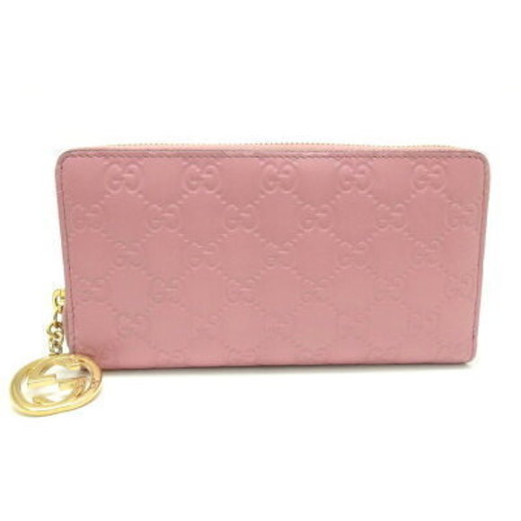 Gucci Pink Leather Guccissima Zip Long Wallet - Picture 1 of 1